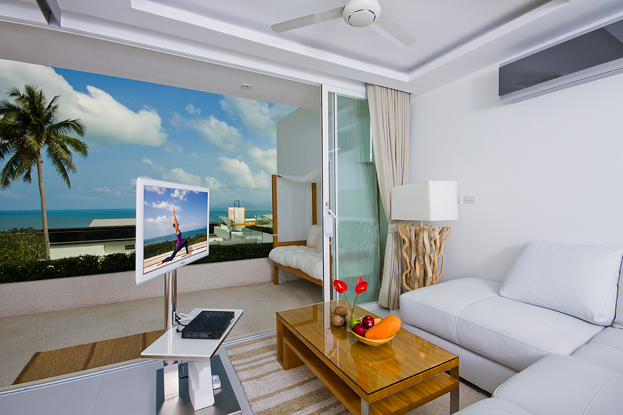 Luxury one bedroom pool and terrace suite open plan living Koh Samui