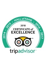 TripAdvisor Certificate of Excellence, Hall of Fame 2018 TripAdvisor Certificate of Excellence, Hall of Fame 2018